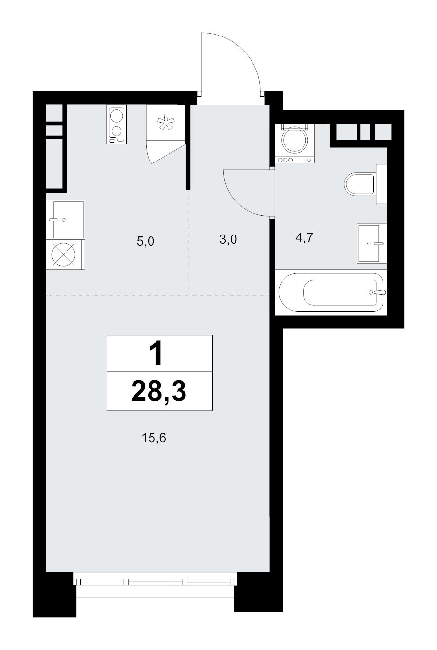 Студия 28,3 м²