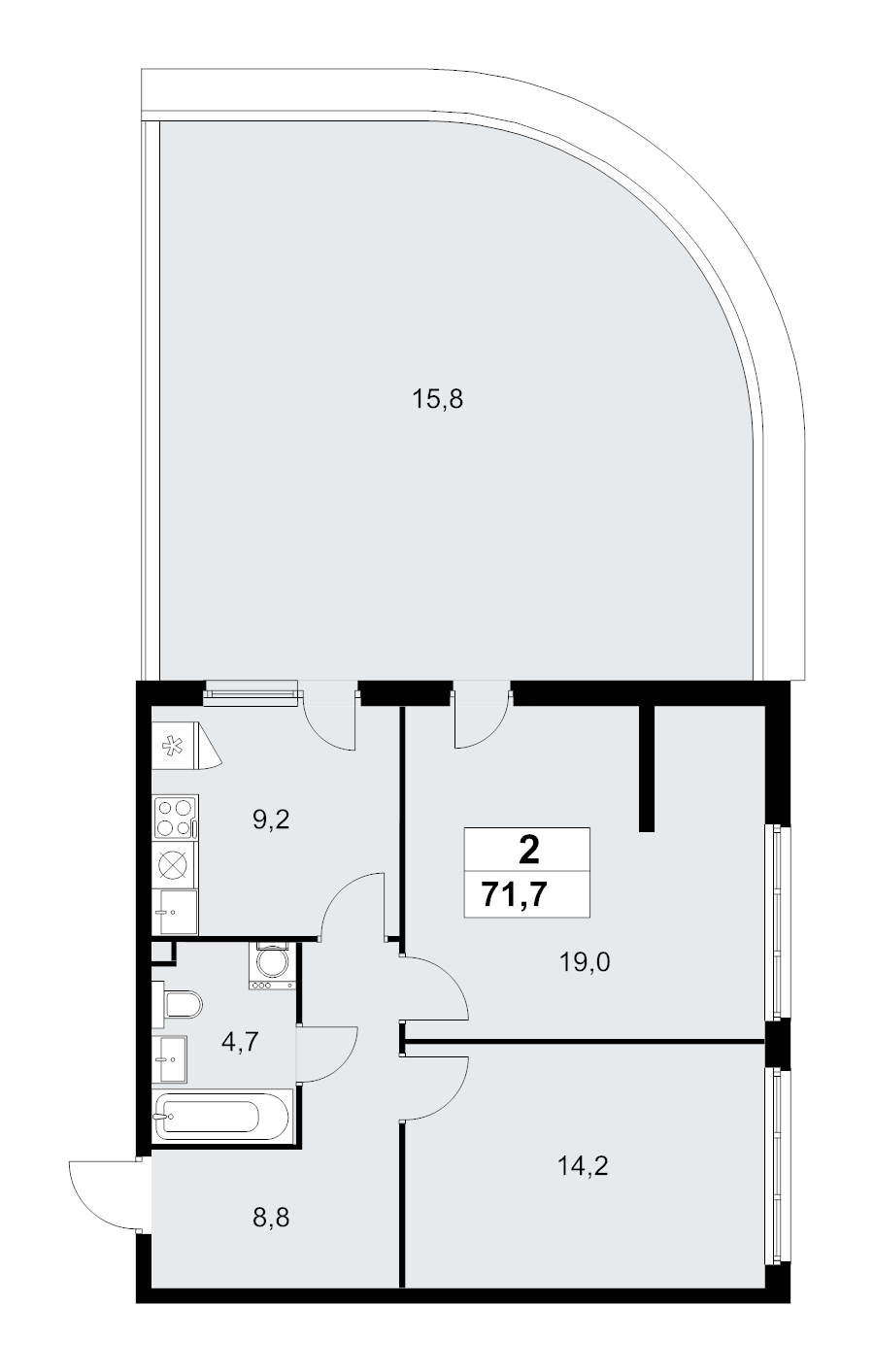 2 ккв 71,7 м²