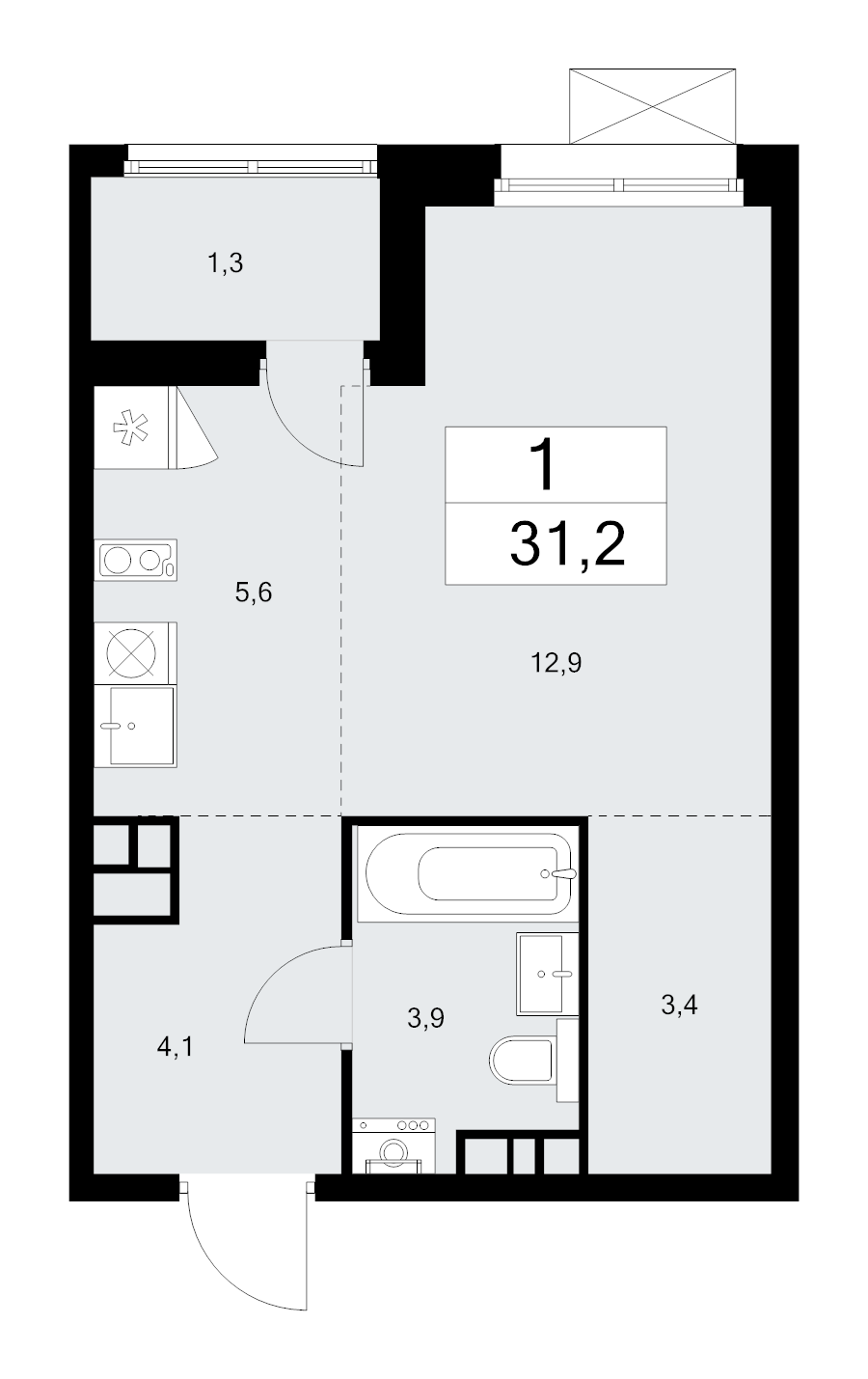 Студия 31,2 м²
