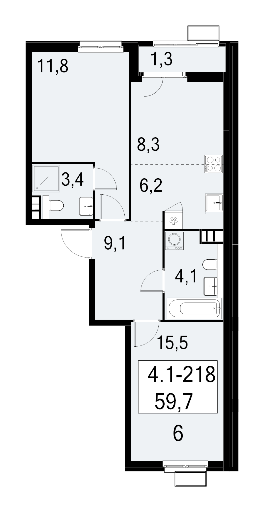 2 ккв 59,7 м²