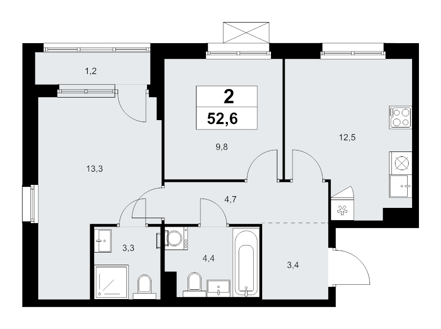 2 ккв 52,6 м²