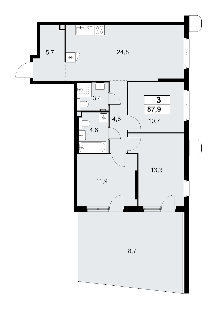 4 ккв (Евро) 87,9 м²