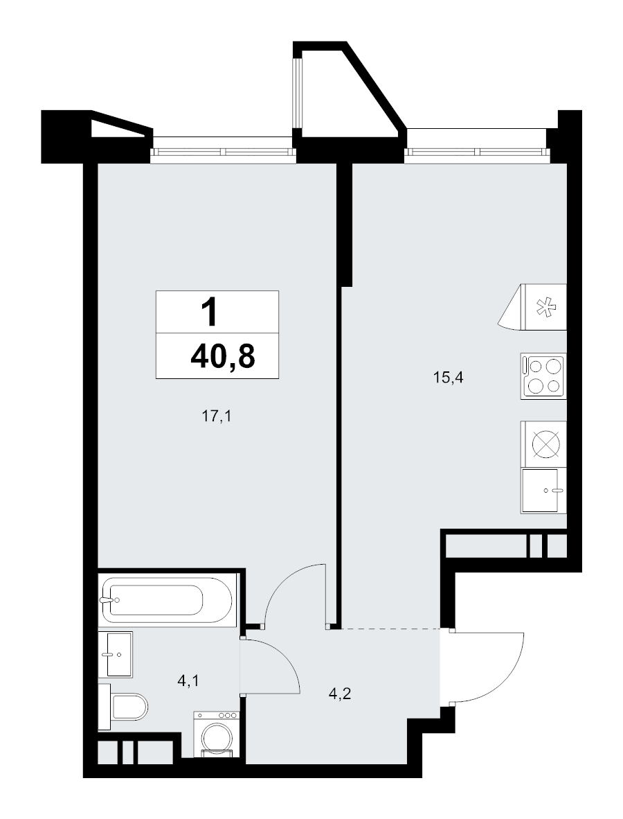 1 ккв 40,8 м²