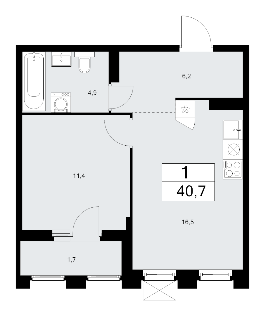 2 ккв (Евро) 40,7 м²