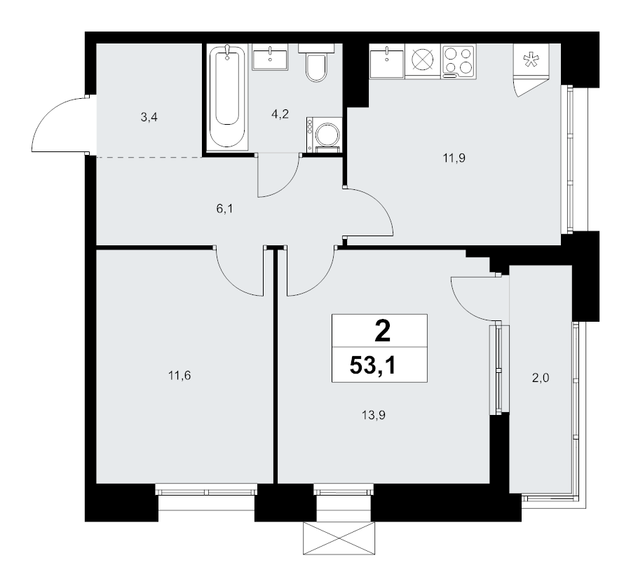 2 ккв 53,1 м²