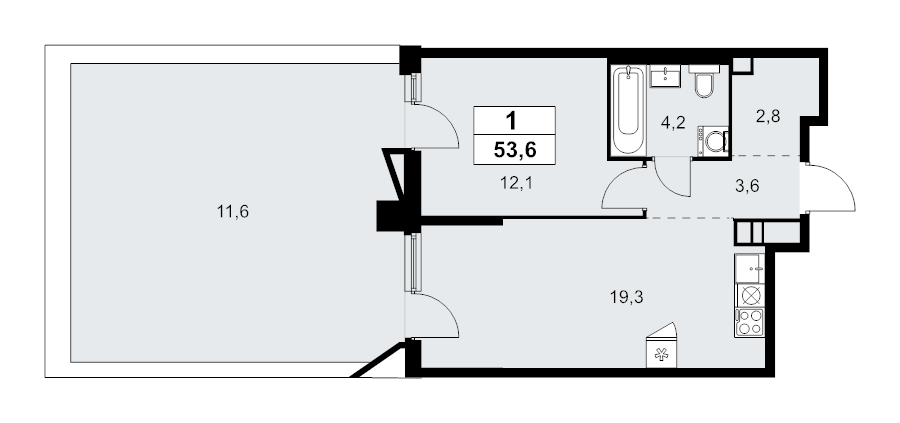1 ккв 53,6 м²