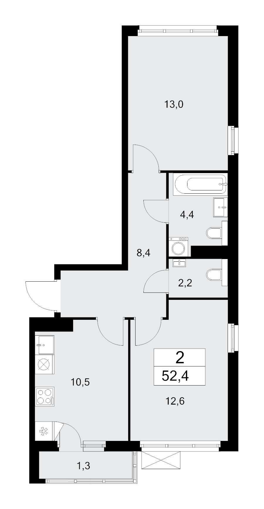 2 ккв 52,2 м²
