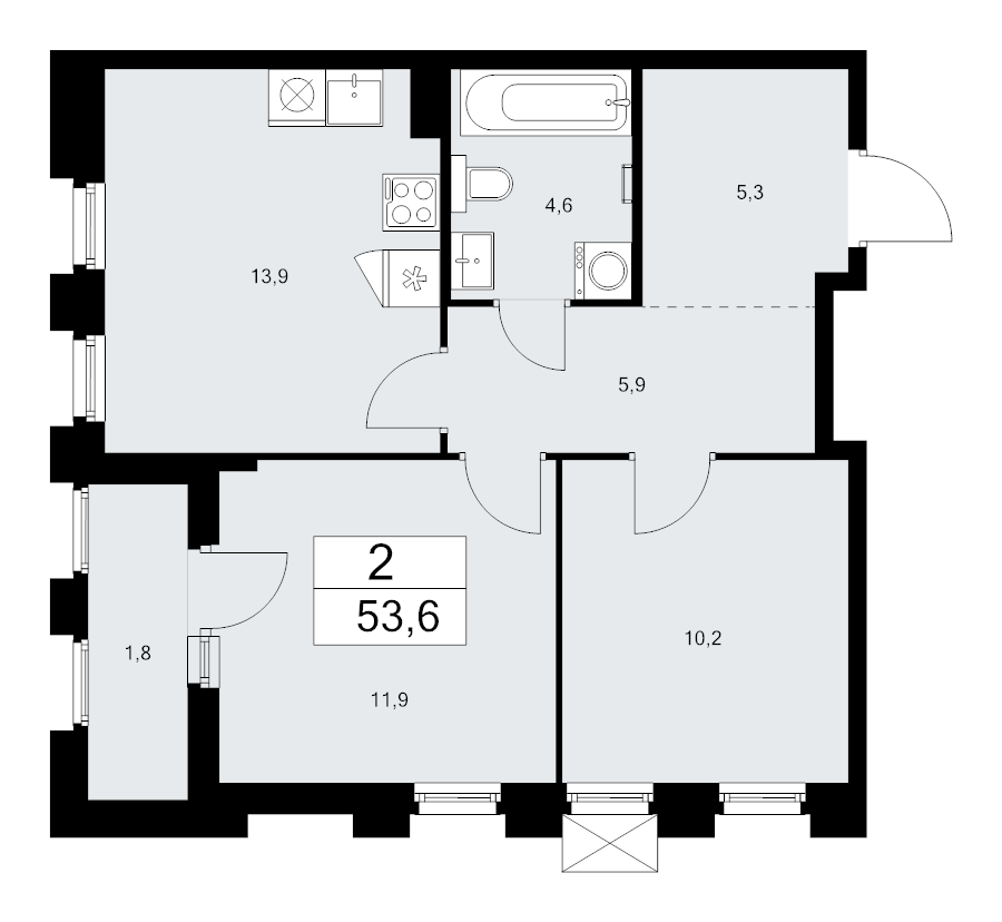 2 ккв 53,6 м²