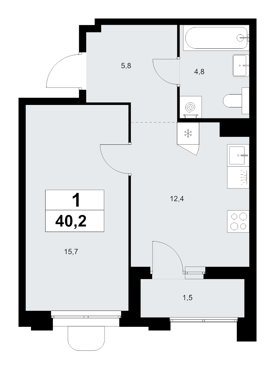 1 ккв 40,2 м²