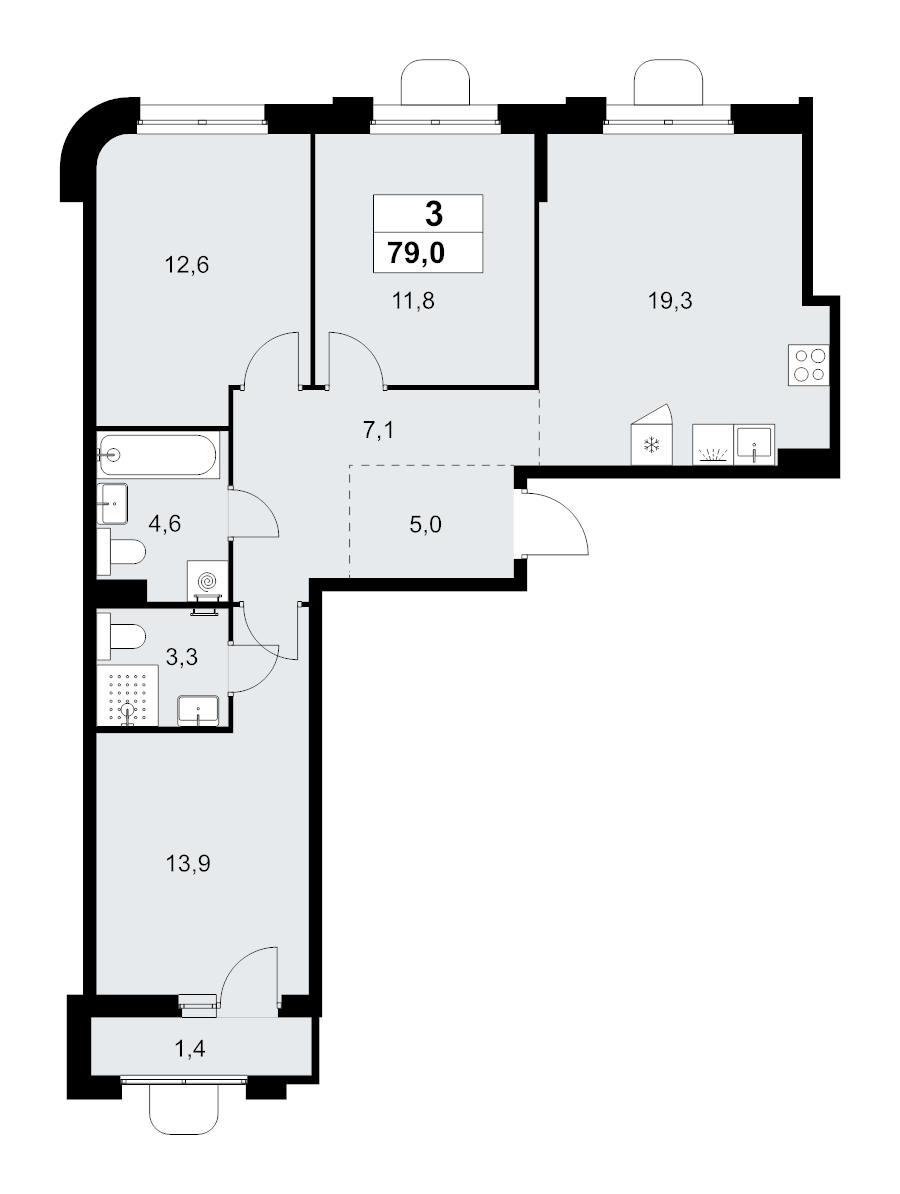 4 ккв (Евро) 79 м²