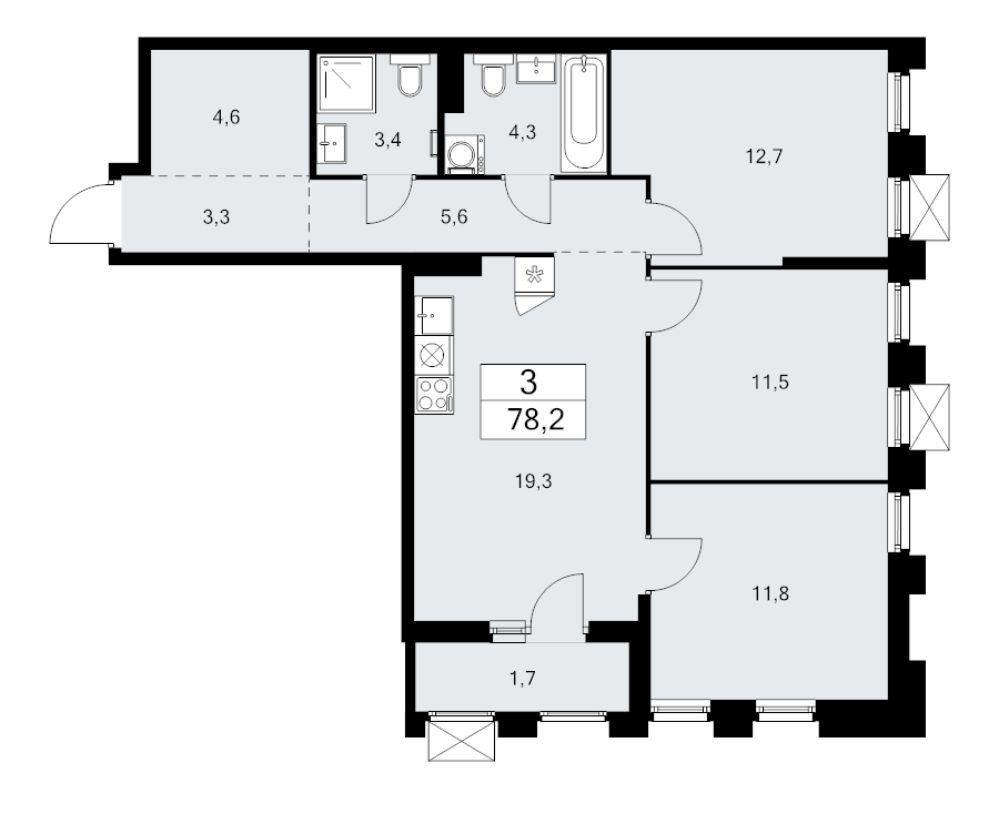 4 ккв (Евро) 78,2 м²