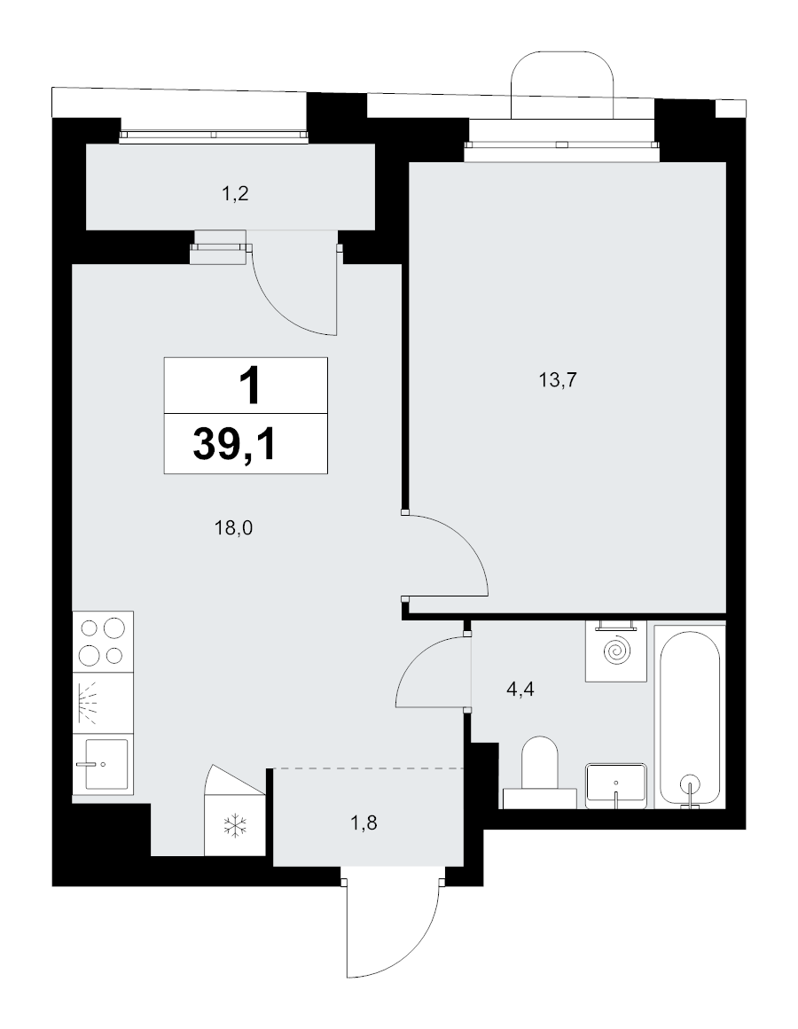 2 ккв (Евро) 39,1 м²