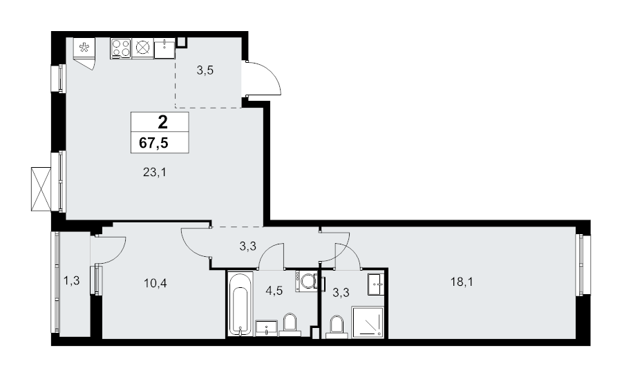 3 ккв (Евро) 67,5 м²