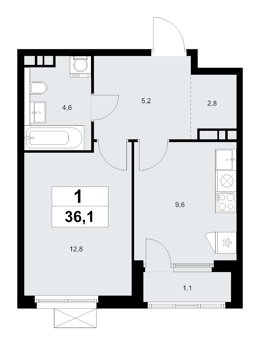 1 ккв 36,1 м²