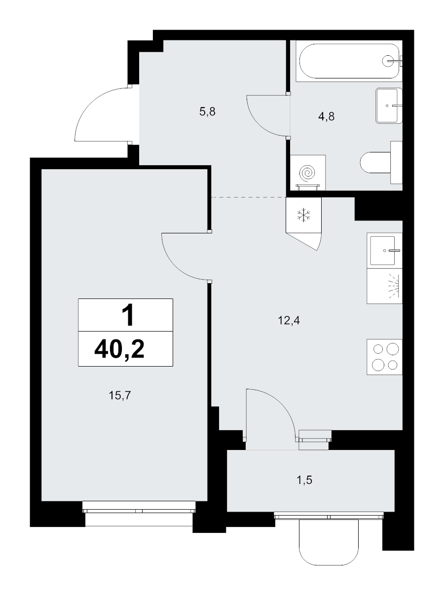 1 ккв 40,2 м²