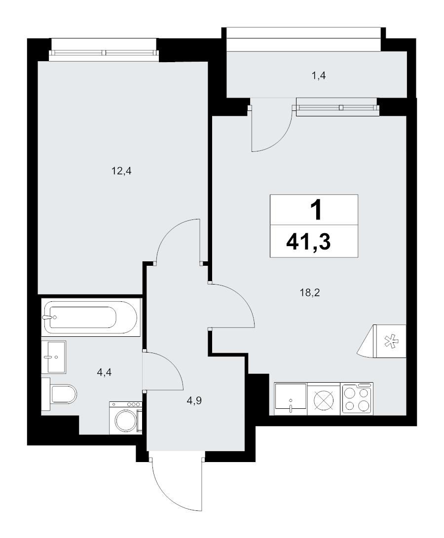 2 ккв (Евро) 41,3 м²