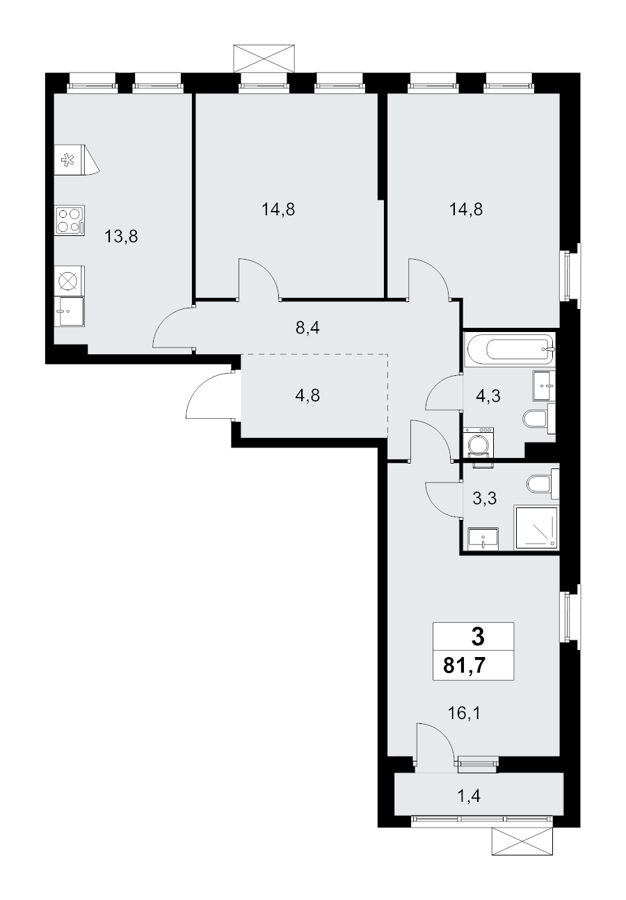 3 ккв 81,7 м²