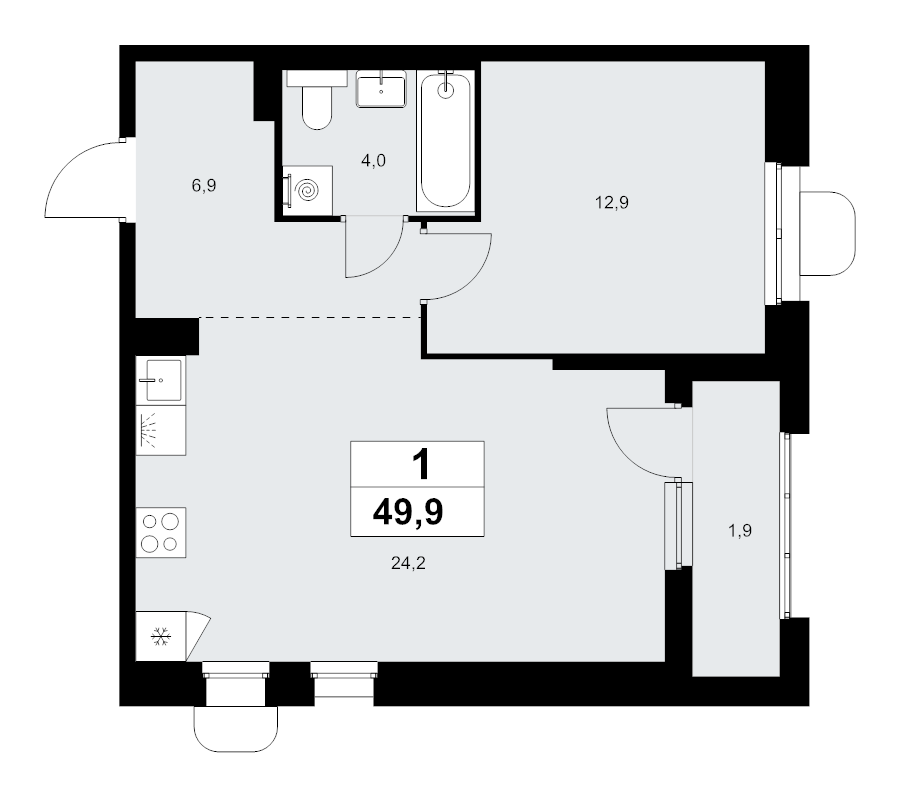 2 ккв (Евро) 49,9 м²