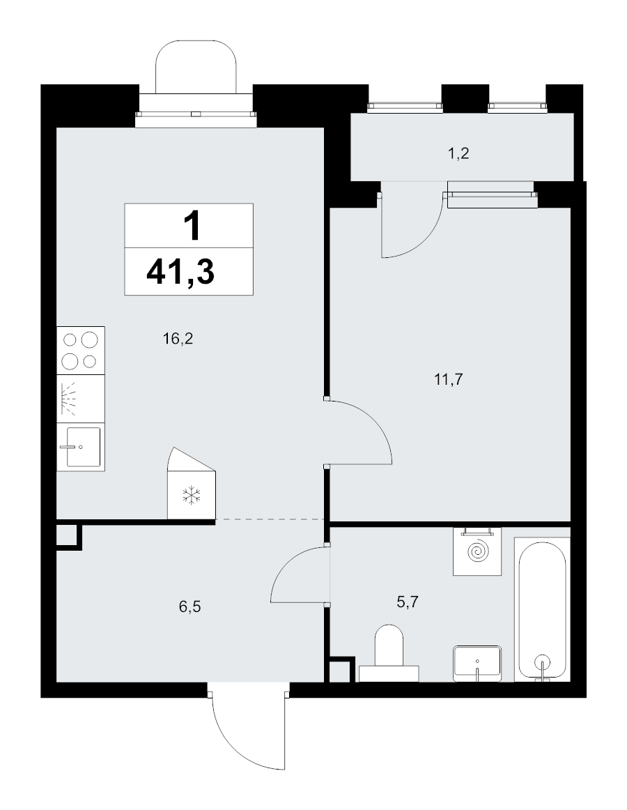 2 ккв (Евро) 41,3 м²