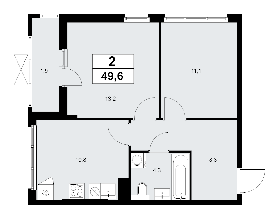 2 ккв 49,6 м²