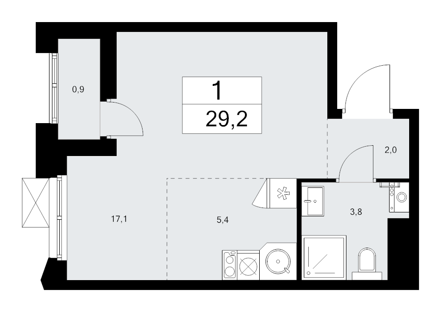 Студия 29,2 м²