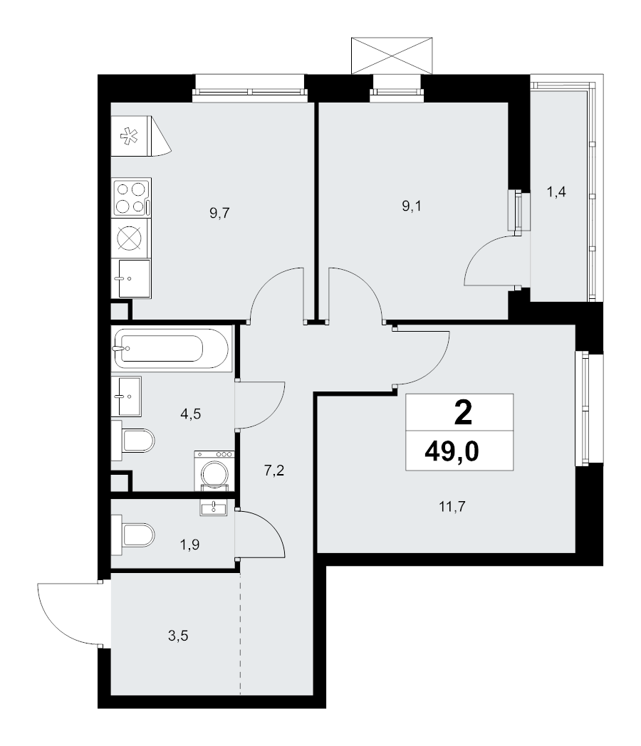 2 ккв 49 м²