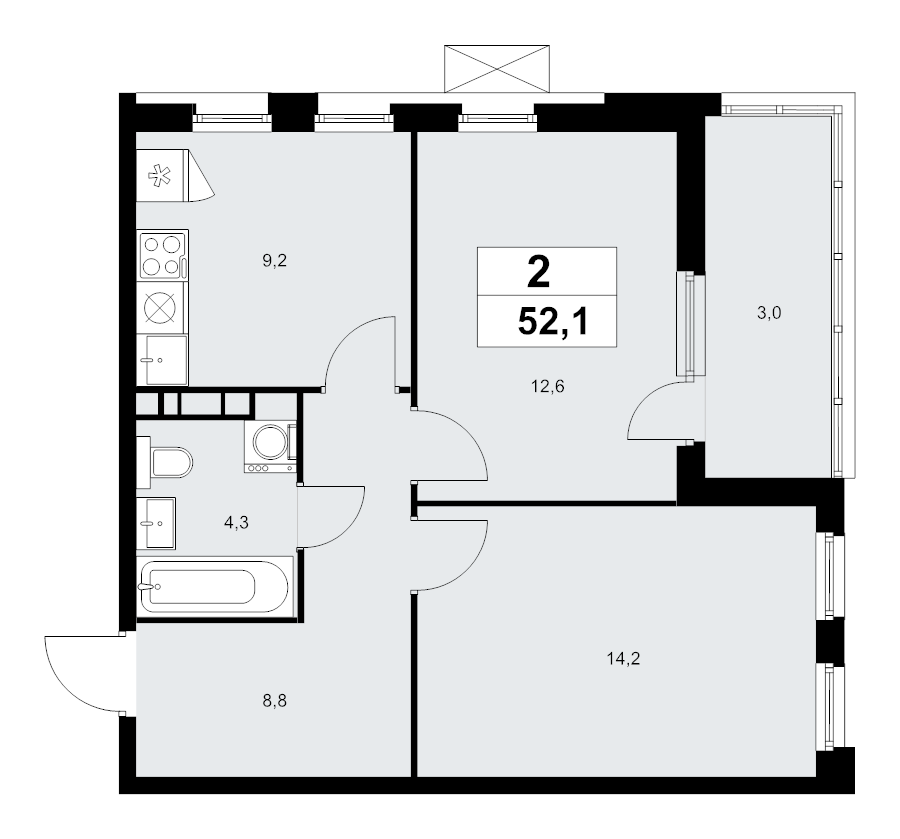 2 ккв 52,1 м²