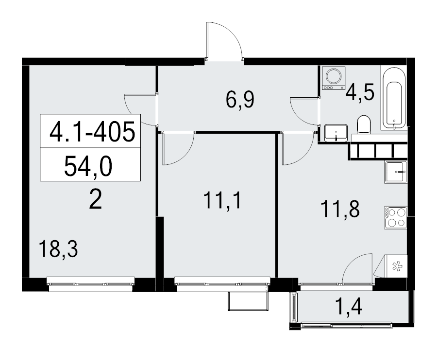 2 ккв 54 м²
