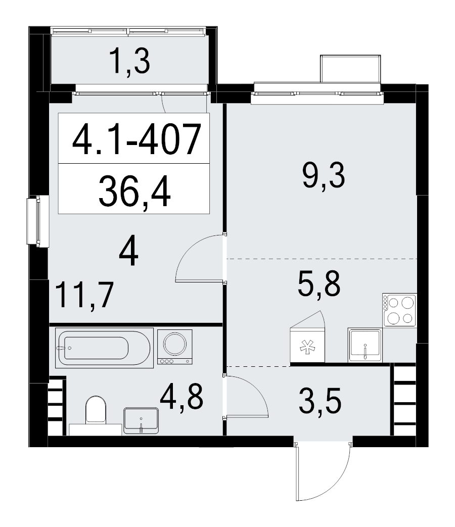 2 ккв (Евро) 36,4 м²