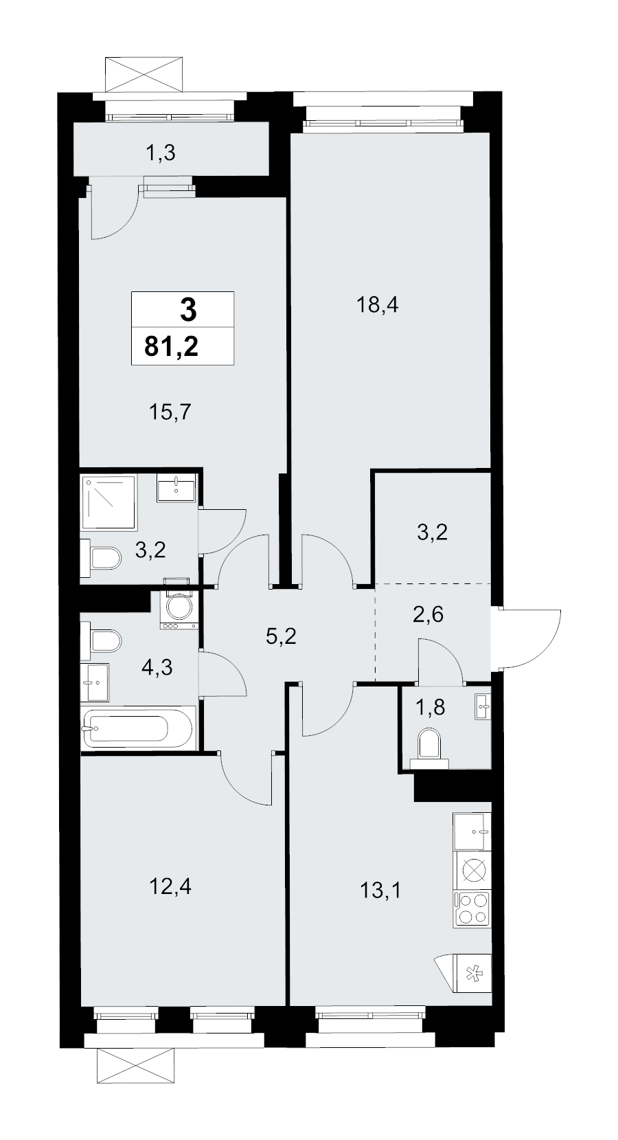 3 ккв 81,2 м²