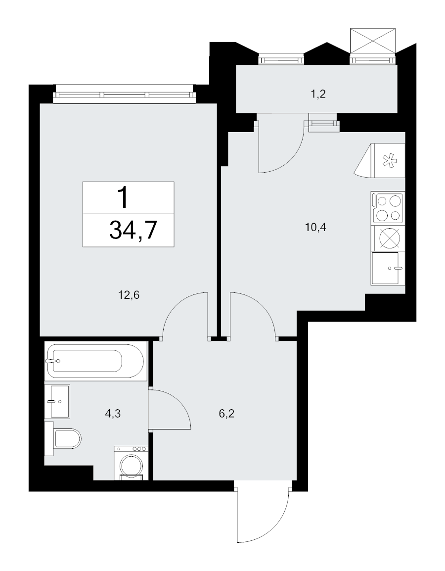 1 ккв 34,7 м²