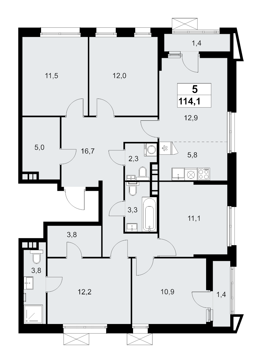 6 ккв (Евро) 114,1 м²