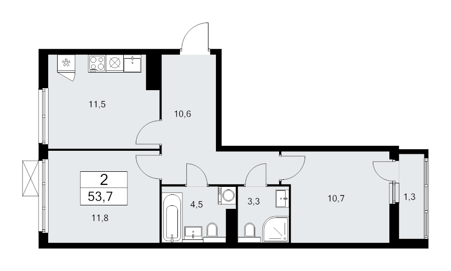 2 ккв 53,6 м²