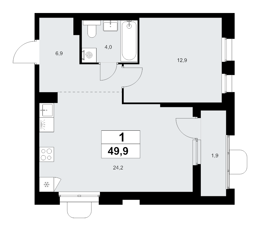 2 ккв (Евро) 49,9 м²
