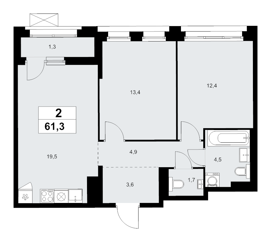 3 ккв (Евро) 61,3 м²