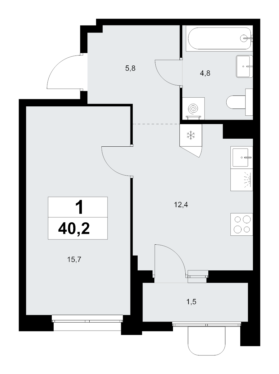 1 ккв 40,2 м²