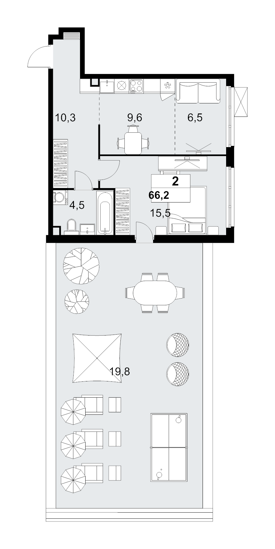 2 ккв (Евро) 66,2 м²