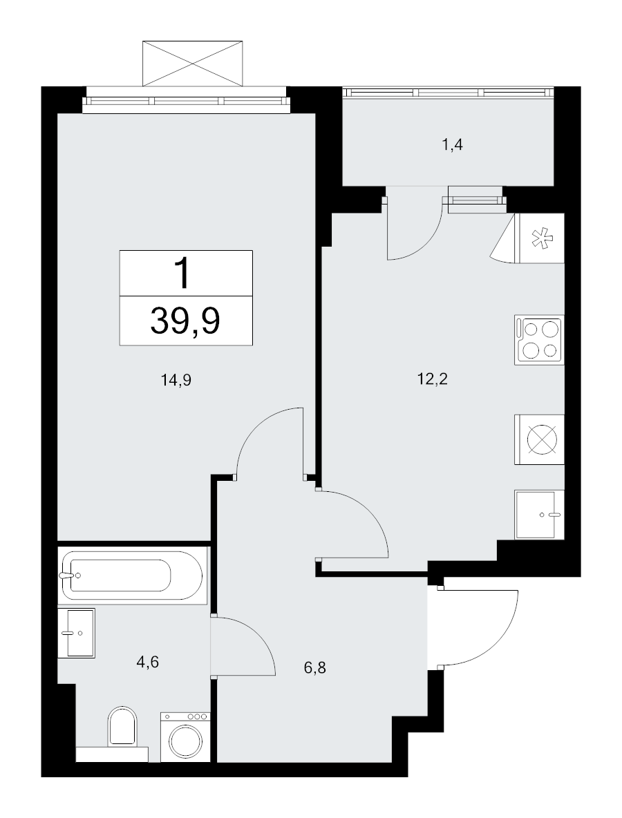 1 ккв 39,7 м²