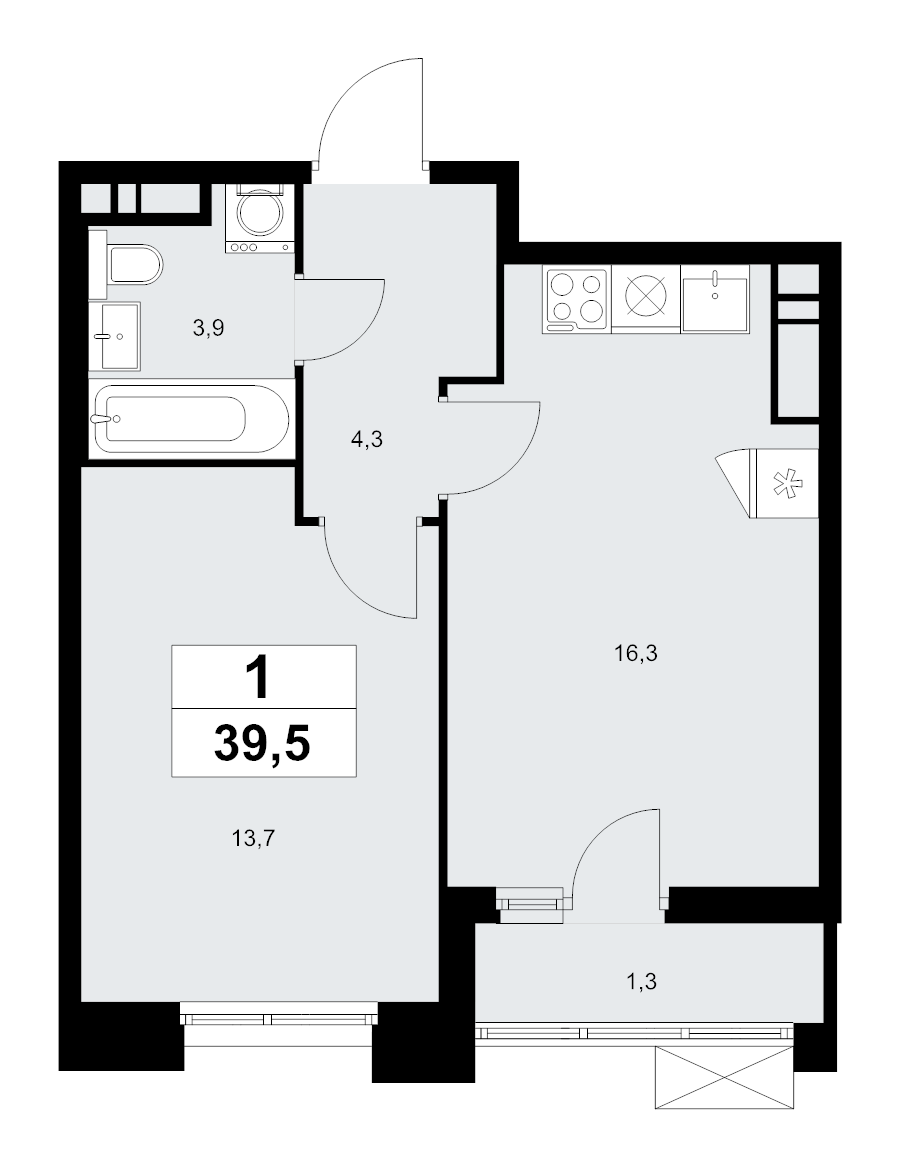 2 ккв (Евро) 39,5 м²