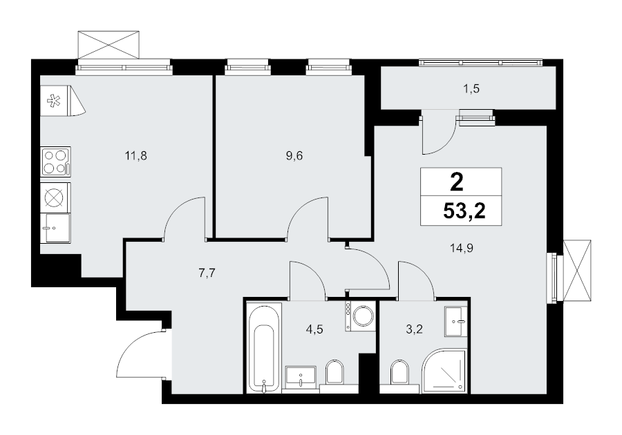 2 ккв 53,3 м²
