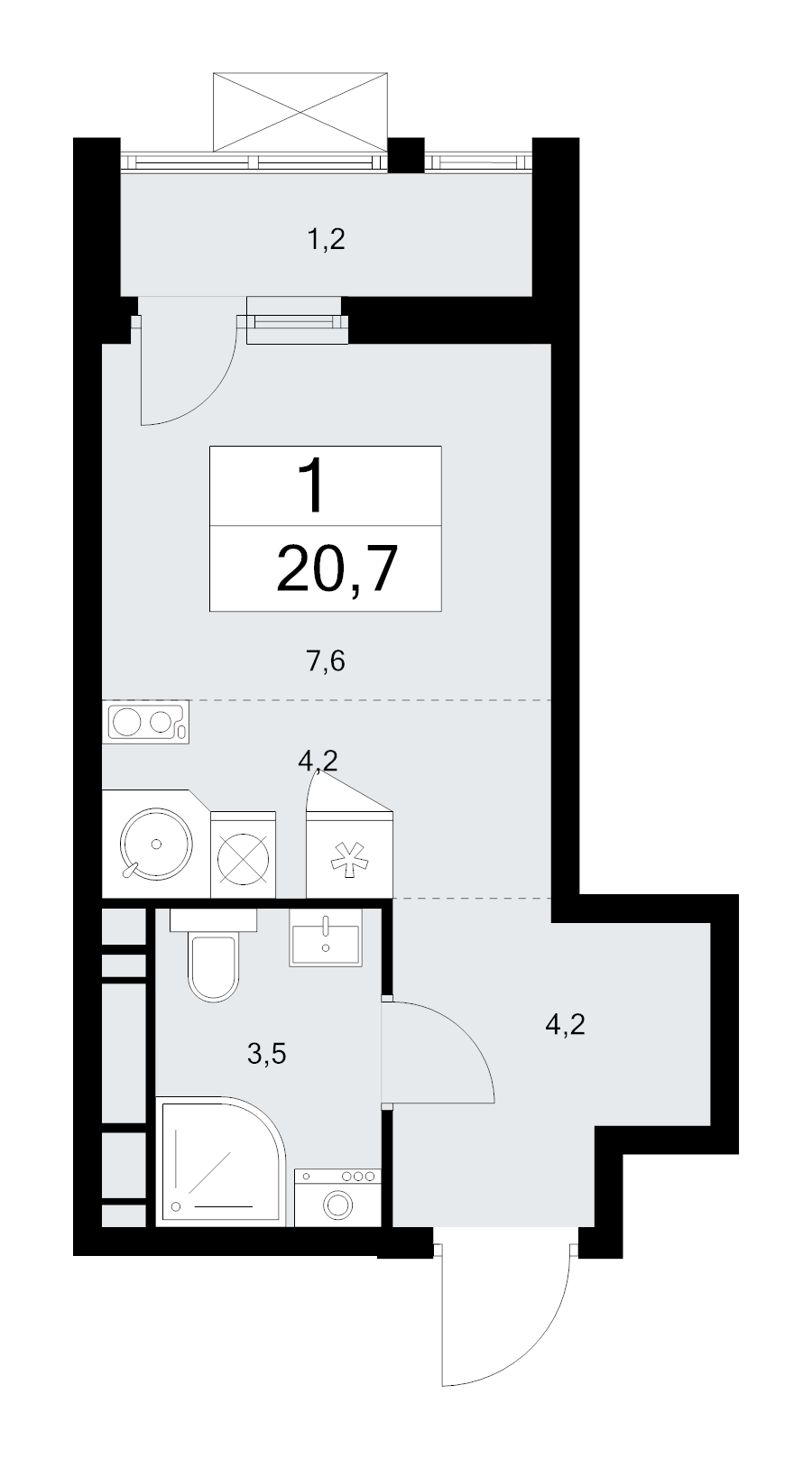 Студия 20,7 м²