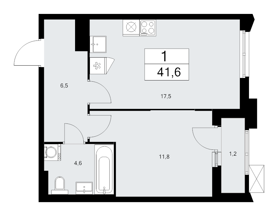 2 ккв (Евро) 41,6 м²
