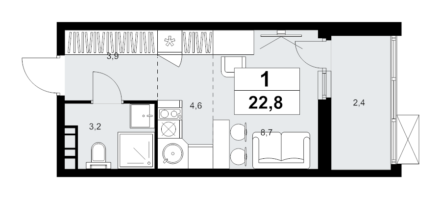 Студия 22,8 м²