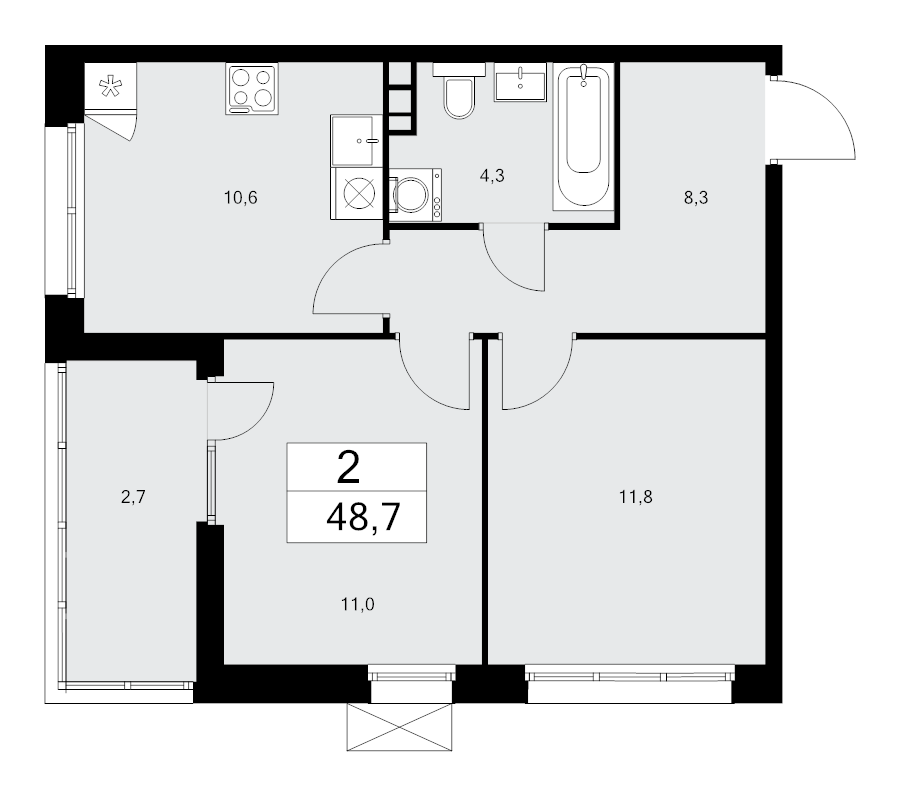 2 ккв 48,5 м²