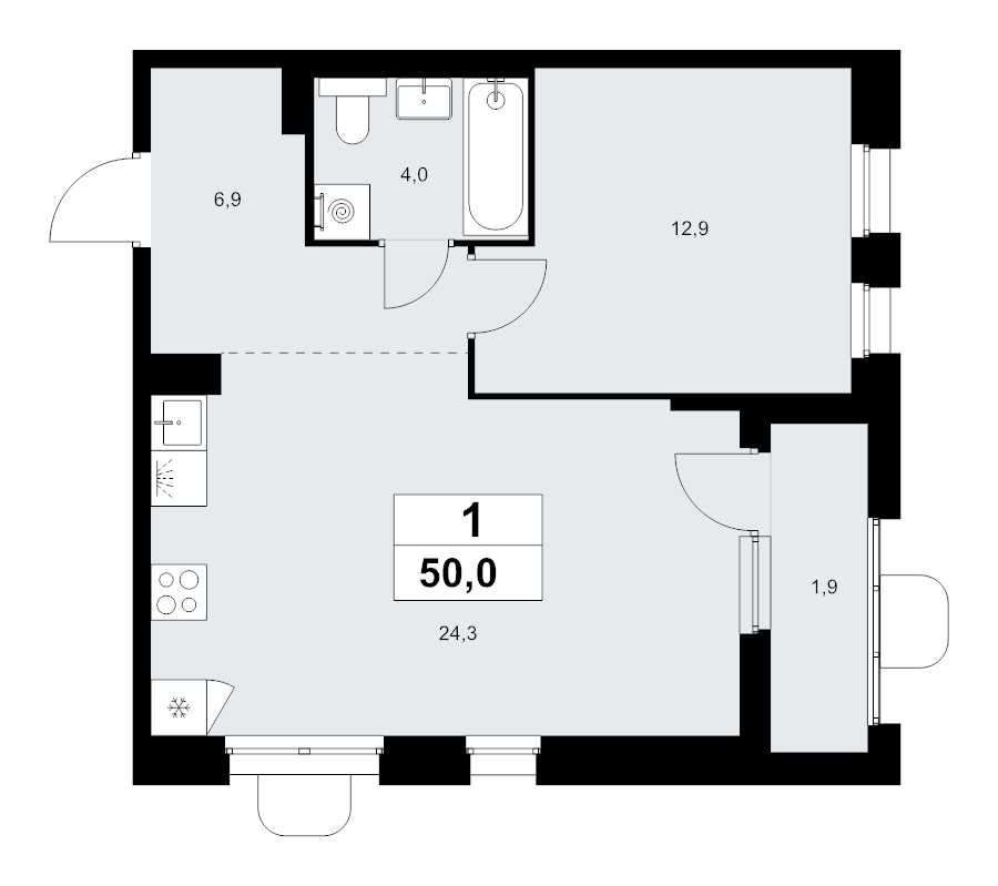 2 ккв (Евро) 50 м²