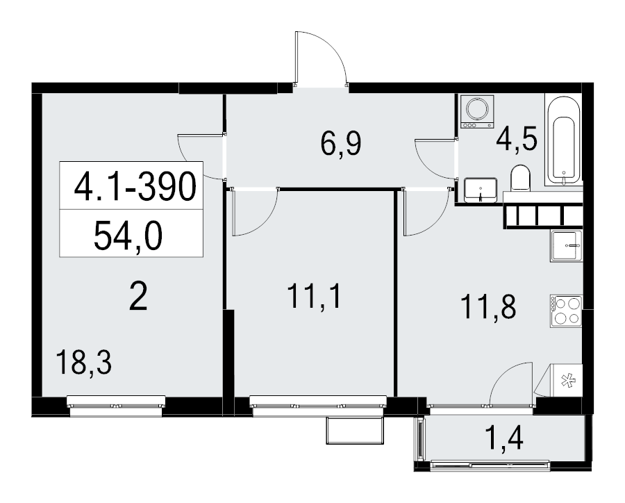 2 ккв 54 м²