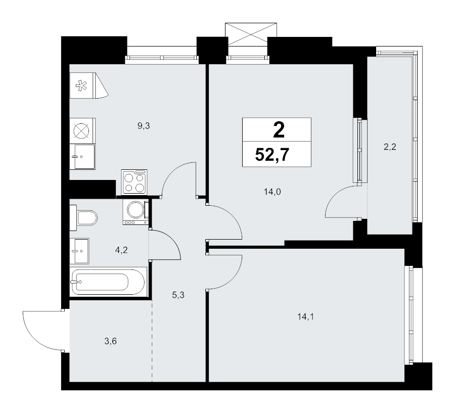 2 ккв 52,7 м²