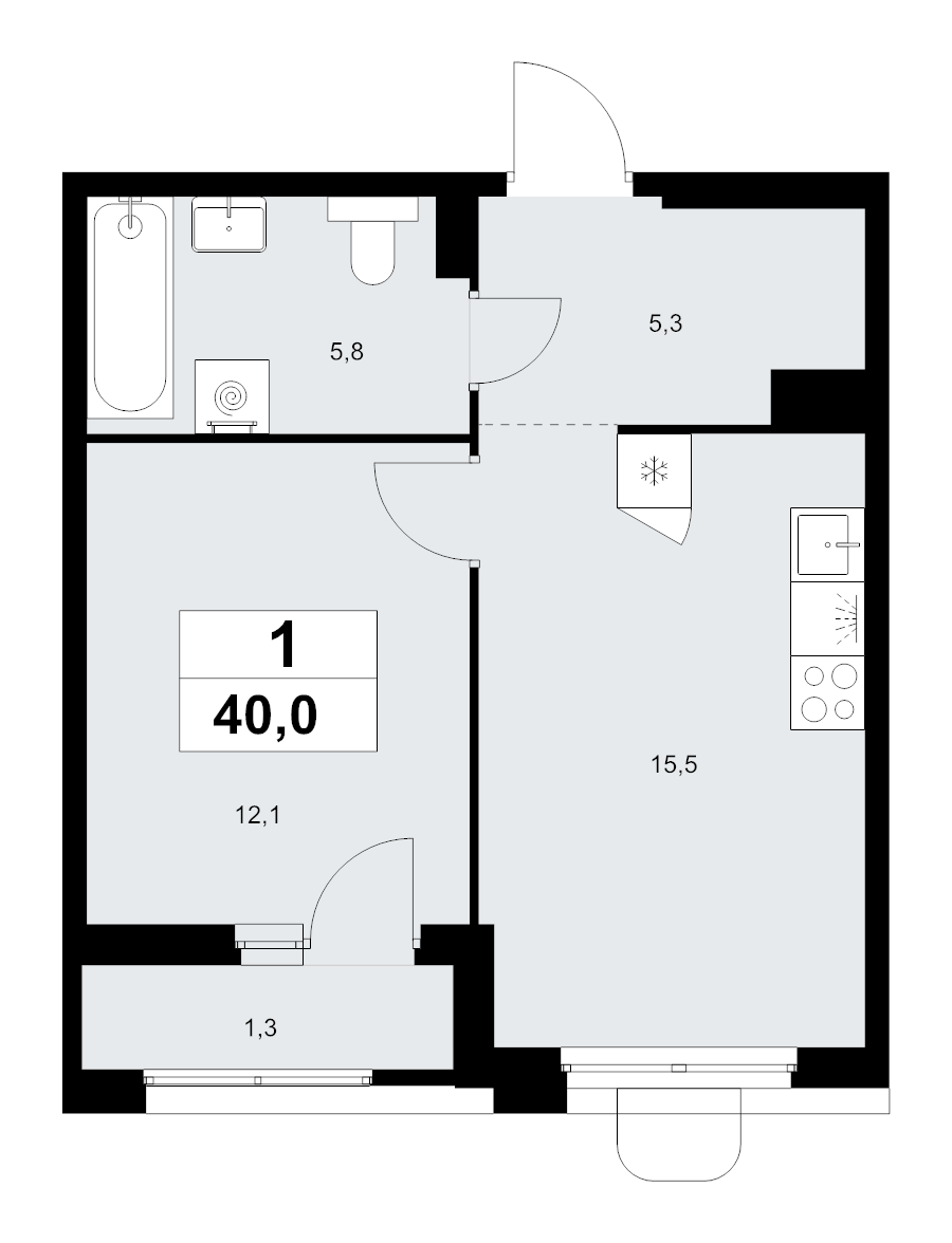 2 ккв (Евро) 40 м²