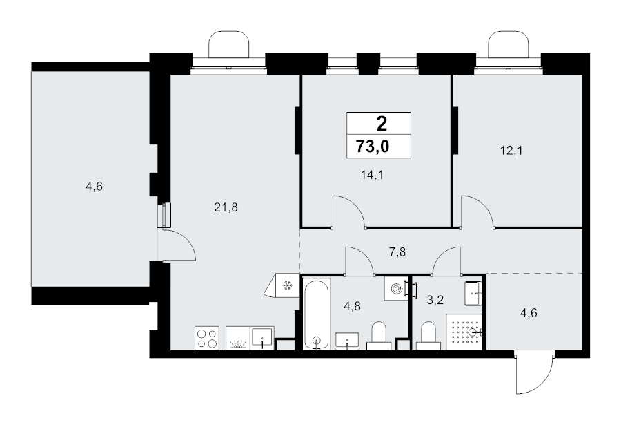 3 ккв (Евро) 73 м²