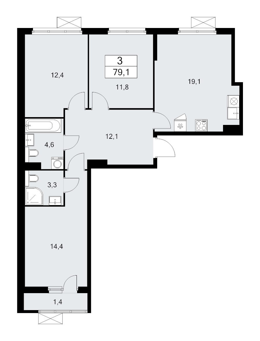 4 ккв (Евро) 79,1 м²